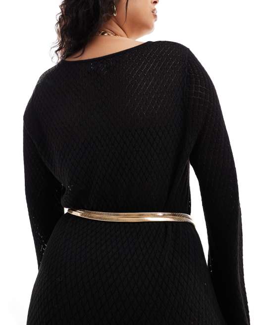 ASOS DESIGN Curve snake stretch chain waist and hip belt in gold , 3 of 4
