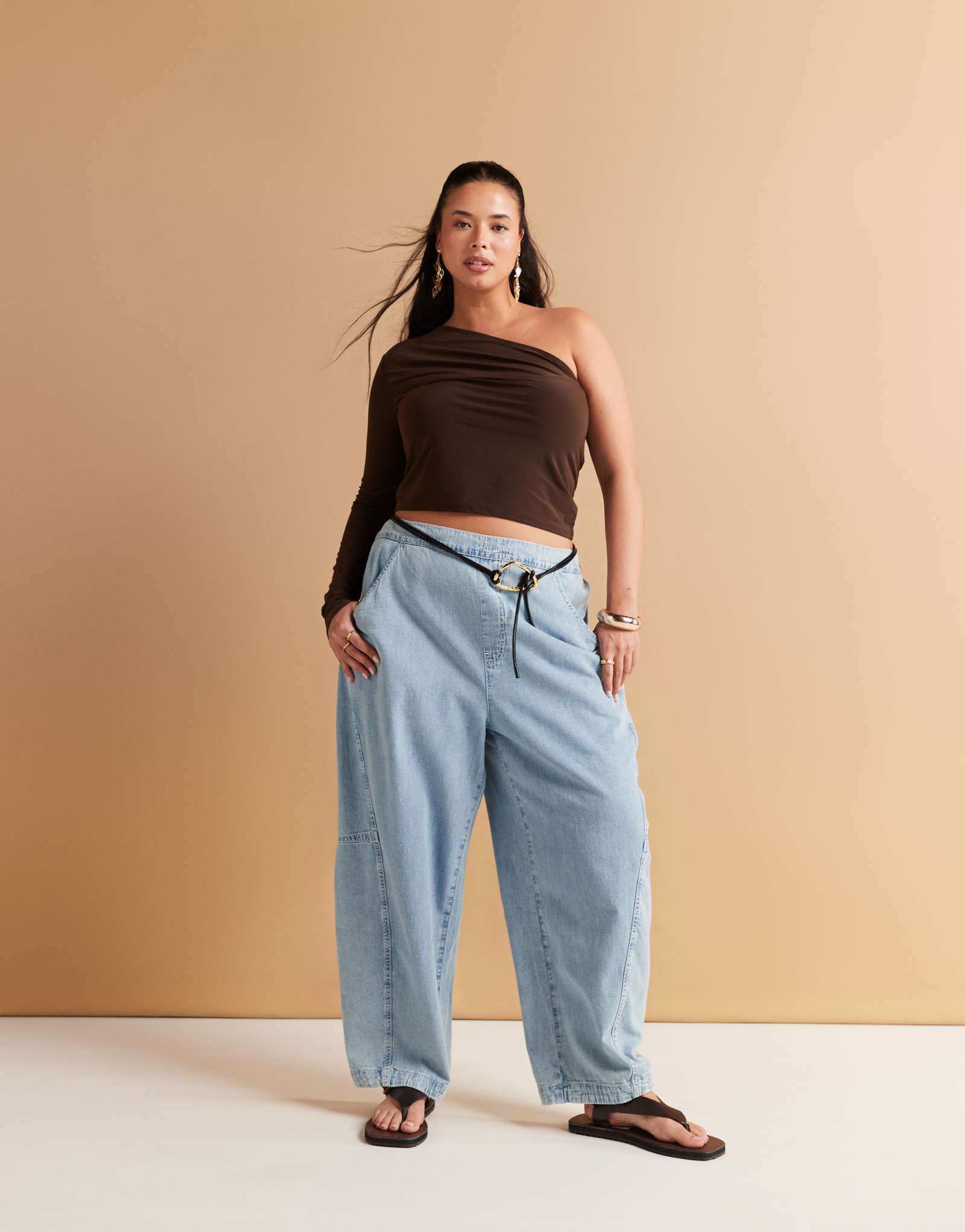 Мягкие джинсы-шаровары ASOS DESIGN Curve темно-синего цвета