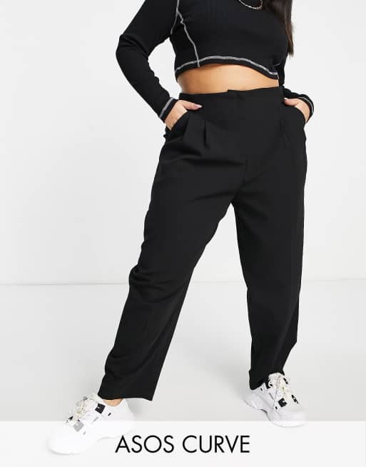 ASOS DESIGN Curve soft slouch mom trouser in black