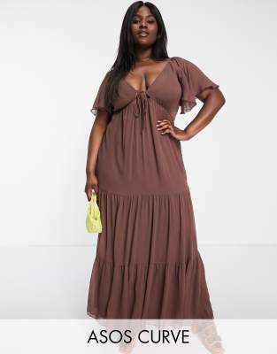 plus size brown maxi dress