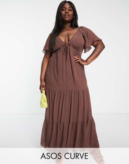 Brown cheap maxi dress