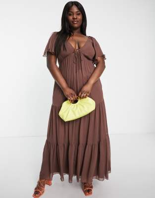 brown maxi dress plus size