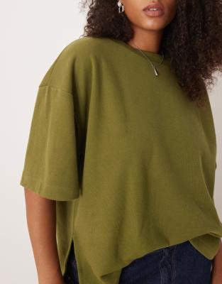 Asos Curve Asos Design Curve Soft Touch Boxy T-shirt In Green