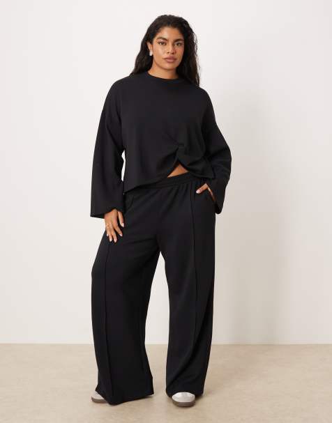 ASOS DESIGN Curve soft touch cupro co-ord in black - view 1