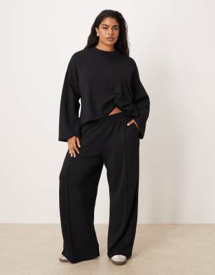 Asos Curve Asos Design Curve Soft Touch Cupro Twist Front Sweatshirt In Black