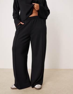 Asos Curve Asos Design Curve Soft Touch Cupro Wide Leg Sweatpants In Black