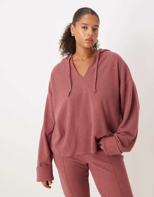 ASOS DESIGN Curve soft touch hoodie with turn back cuff detail
