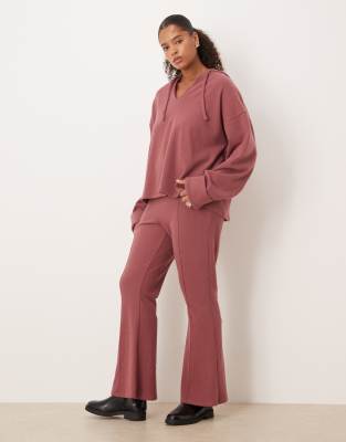 Asos Curve Asos Design Curve Soft Touch Hoodie With Turn-back Cuff Detail-brown In Pink