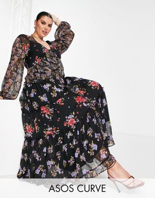 ASOS DESIGN Curve soft wafty maxi dress in mixed ditsy floral print