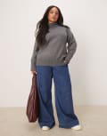 [ASOS Curve] ASOS DESIGN Curve soft wide leg jeans with clean front in rinse-Blue 18 Rinse