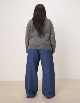 Asos Curve Asos Design Curve Soft Wide Leg Jeans With Clean Front In Blue