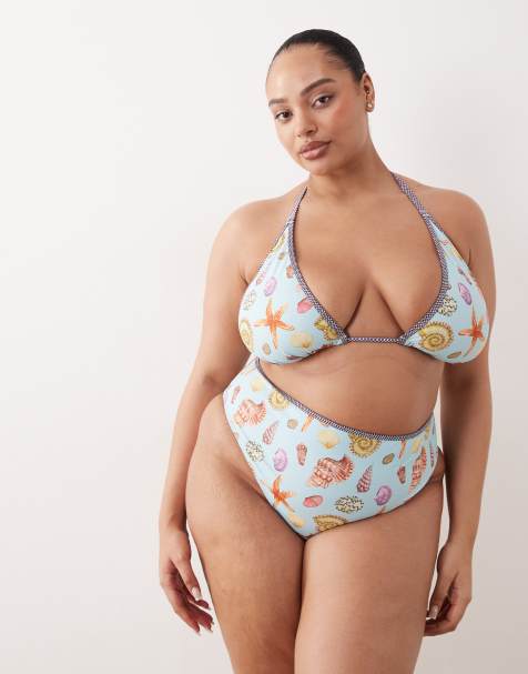 ASOS DESIGN Curve - Solar Starfish - Blå bikini med havprint - view 1