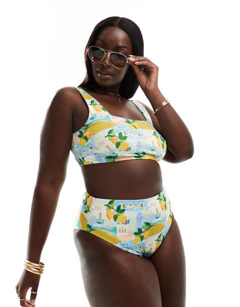 ASOS DESIGN Curve – Sorrento – Flerfärgad bikini - view 1