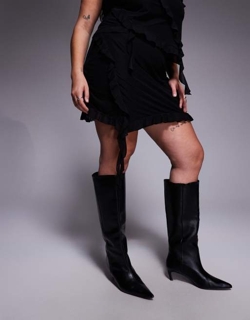 ASOS DESIGN Curve - Sort asymmetrisk mininederdel med flæser i mesh - Del af sæt, 4 af 5
