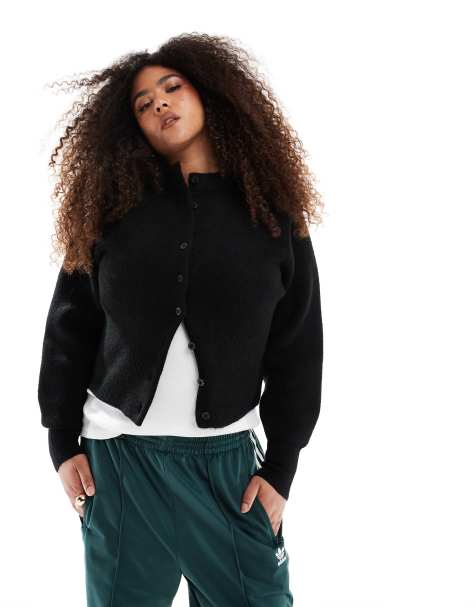 ASOS DESIGN Curve - Sort cardigan med rund hals i tæt strik - view 1