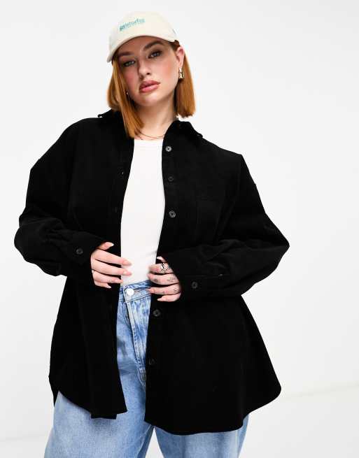 ASOS DESIGN Curve - Sort og oversized skjorte i fløjl