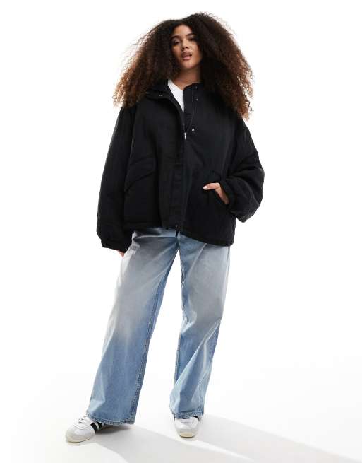 ASOS DESIGN Curve - Sort og quiltet jakke med ståkrave, 4 af 4