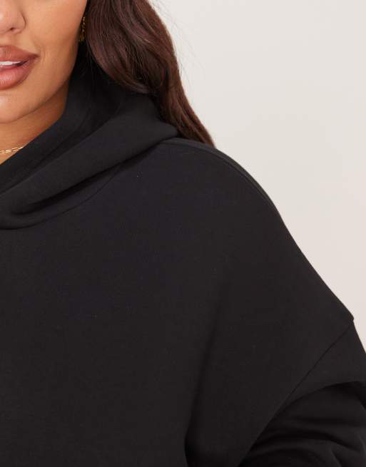 ASOS DESIGN Curve - Sort oversized hættetrøje med børstet tekstur, 3 af 4
