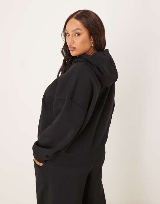 ASOS DESIGN Curve - Sort oversized hættetrøje med børstet tekstur, 4 af 4