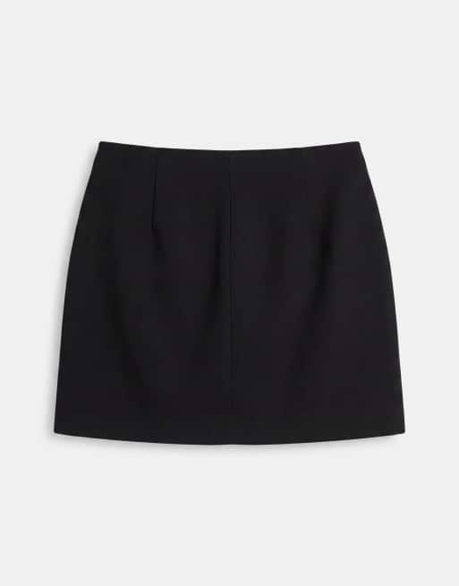 ASOS DESIGN Curve - Sort skort i hørblanding med enkelt look, 7 af 7