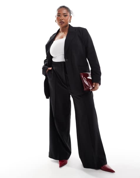 ASOS DESIGN Curve - Sort skræddersyet afslappet blazer - view 1