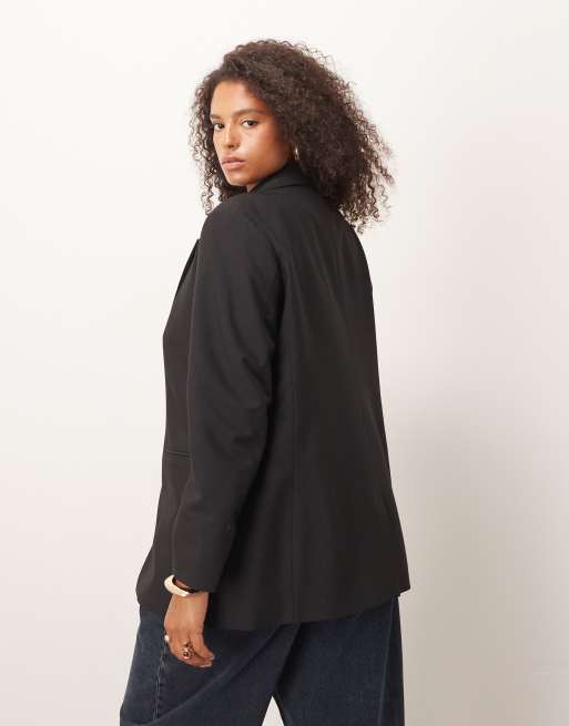 ASOS DESIGN Curve - Sort skræddersyet afslappet blazer, 4 af 4