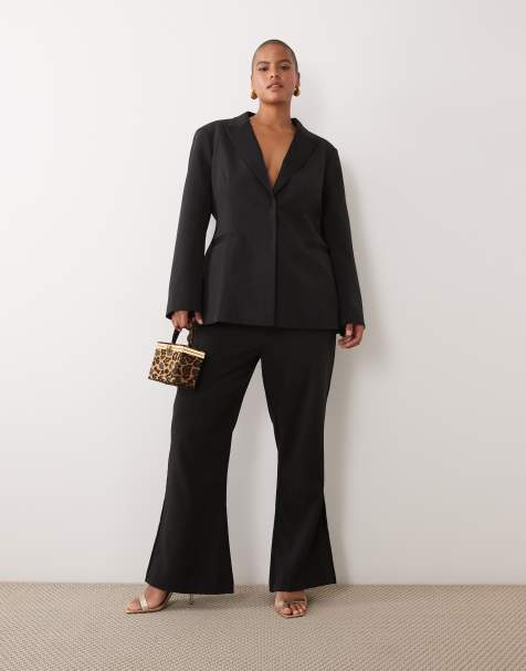 ASOS DESIGN Curve - Sort skræddersyet smoking med formstøbte hofter - view 1
