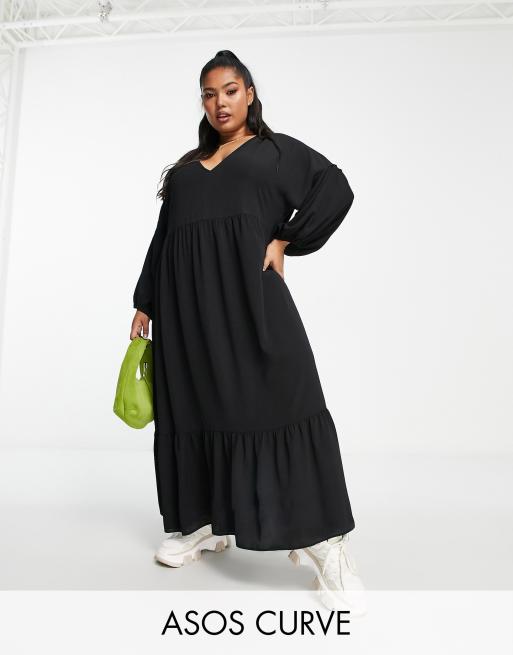 ASOS DESIGN Curve - Sort smock-midikjole