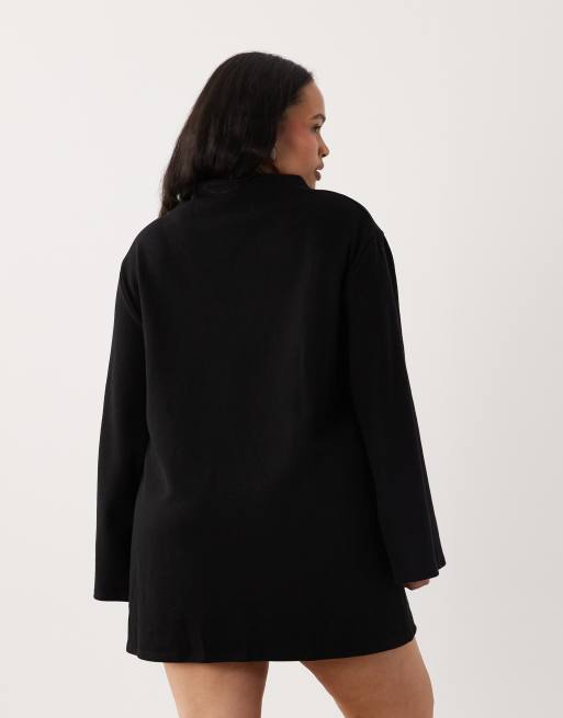 ASOS DESIGN Curve - Sort superblød minikjole med vide ærmer, 4 af 4
