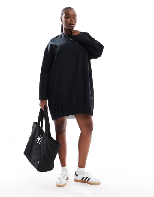ASOS DESIGN Curve - Sort sweat-kjole i minilængde med cocoon-ærmer, 3 af 4