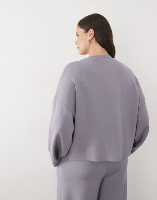 ASOS DESIGN Curve - Sort sweatshirt med snoning foran i blød cupro, 3 af 4