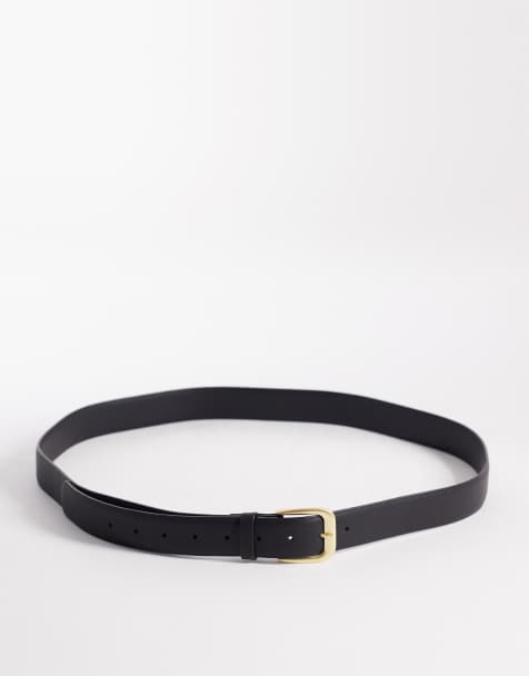 ASOS DESIGN Curve - Sort talje- og hoftebælte med antikt guldfarvet spænde - view 1