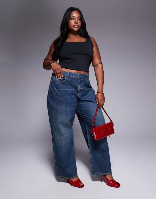 ASOS DESIGN Curve - Sort top med firkantet hals og brede stropper i formgivende pasform, 3 af 4