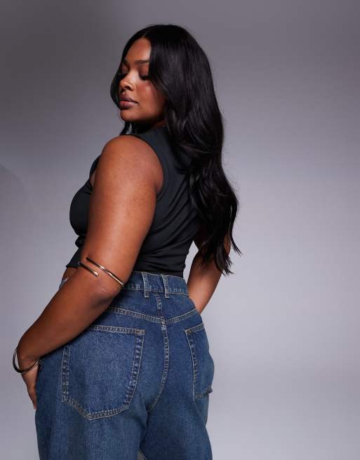 ASOS DESIGN Curve - Sort top med firkantet hals og brede stropper i formgivende pasform, 4 af 4