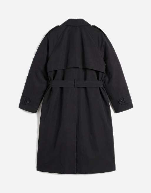 ASOS DESIGN Curve - Sort vandafvisende longline-trenchcoat, 6 af 7