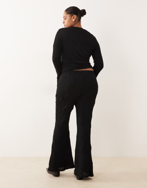 ASOS DESIGN Curve - Sorte bukser med høj talje, svaj og tekstur - Del af sæt, 4 af 5