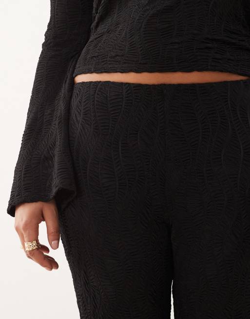 ASOS DESIGN Curve - Sorte bukser med høj talje, svaj og tekstur - Del af sæt, 5 af 5