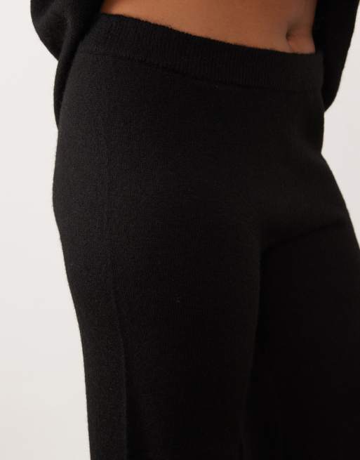 ASOS DESIGN Curve - Sorte bukser med vide ben i uldblanding - Del af sæt, 4 af 5