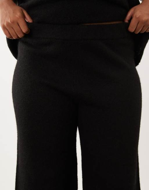 ASOS DESIGN Curve - Sorte bukser med vide ben i uldblanding - Del af sæt, 5 af 5