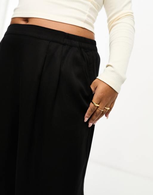 ASOS DESIGN Curve - Sorte bukser med vide ben og lige front , 3 af 4