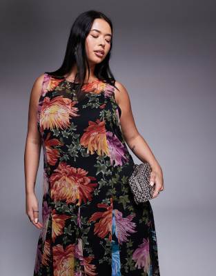 Asos Curve Asos Design Curve Spliced Maxi Dress With Godet Hem