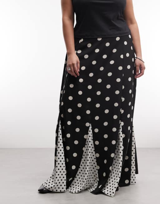 ASOS DESIGN Curve – Spódnica maxi w mieszany wzór z godetami, 2 z 5