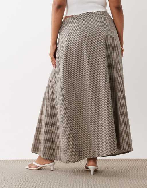 ASOS DESIGN Curve spódnica midi w kratę z marszczeniem, 5 z 5
