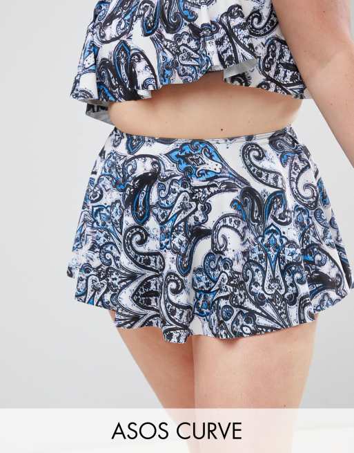 ASOS DESIGN Curve – Spódniczkowy dół od bikini z nadrukiem