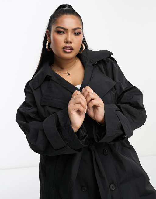 ASOS DESIGN Curve trench coat hood with a detachable hood in ASOS