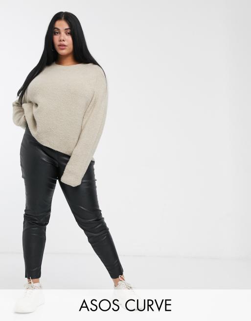 ASOS DESIGN Curve spray on leather look pants