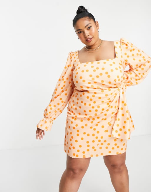 Asos yellow outlet polka dot dress