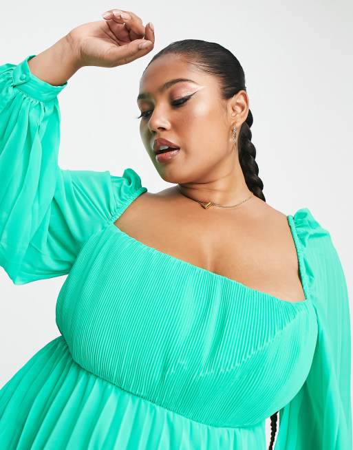 Asos plus size green dress sale