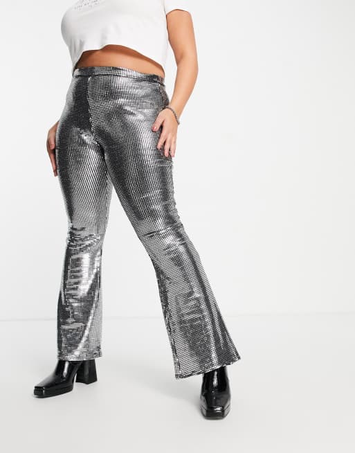 ASOS DESIGN Curve – Srebrne dopasowane dzwony z cekinami, 4 z 4