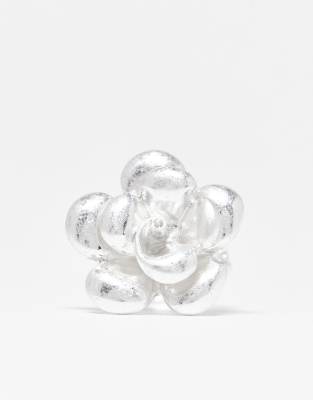 Asos Curve Asos Design Curve Statement Flower Ring In Silver